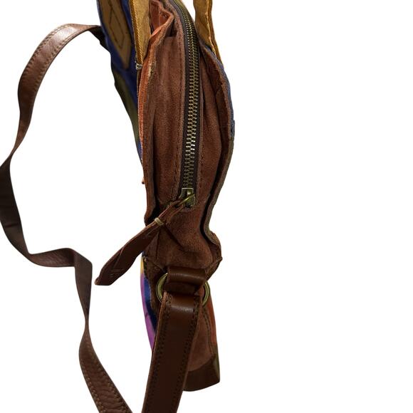 Lucky Brand Suede Leather Colorful Patchwork Bag - Picture 4 of 11